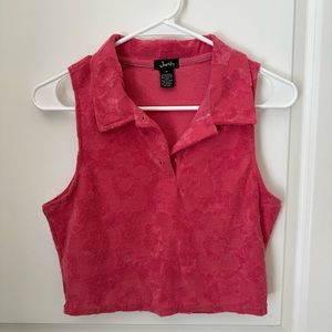 Floral print crop top with collar